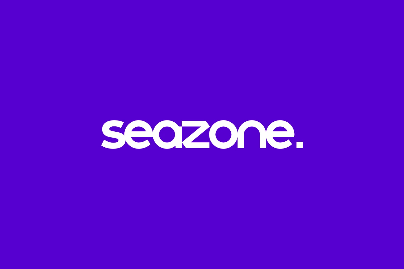 Original Seazone wordmark on its violet brand field